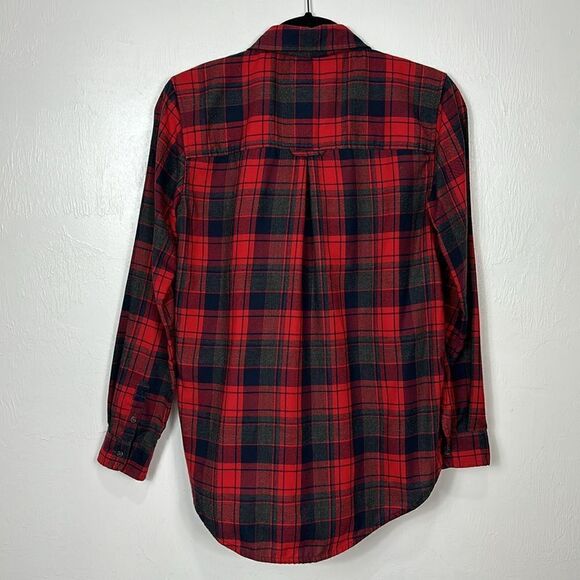 American Eagle Outfitters Boyfriend Fit Red Plaid Button Down Shirt Size S - Picture 4 of 10